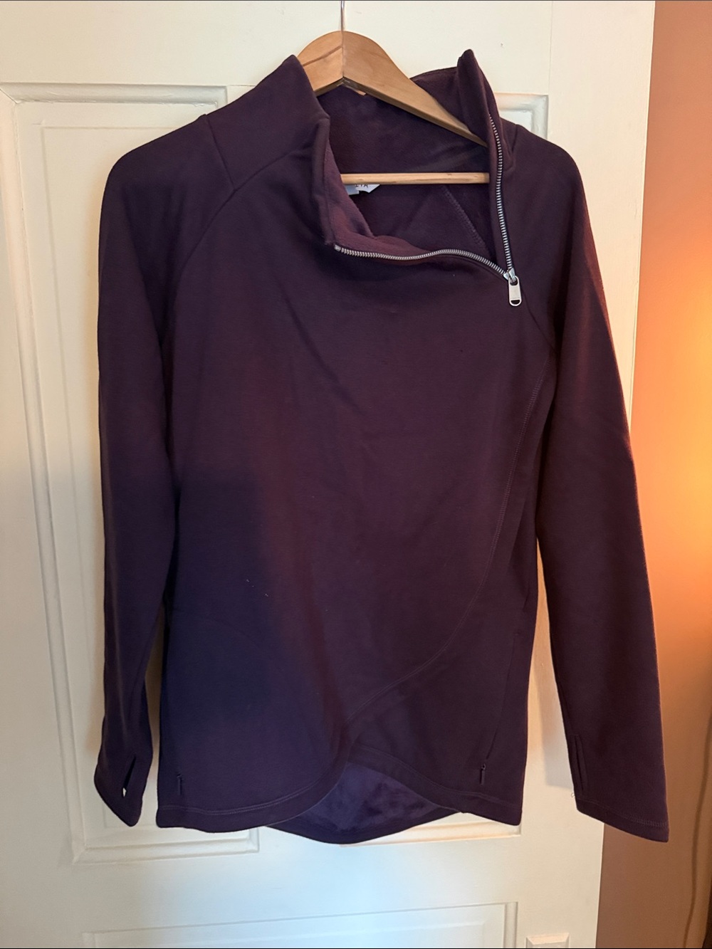 Athleta Women’s Asymmetrical Zip Pullover Sweater - Deep Plum